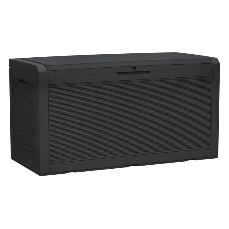 Modern Depo 100 Gallon Water Resistant Resin Deck Box with Cushion, Lockable