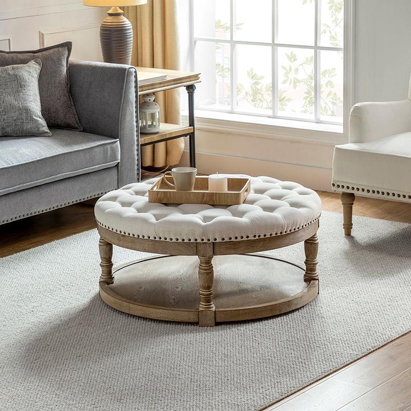 Danilynn Tufted Round Cocktail Ottoman Coffee Table