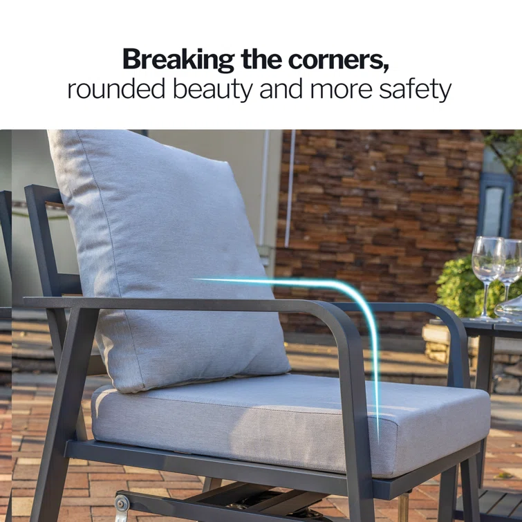 Ithnan 5 - Person Silver Gray Aluminum Outdoor Seating Group with Cushions