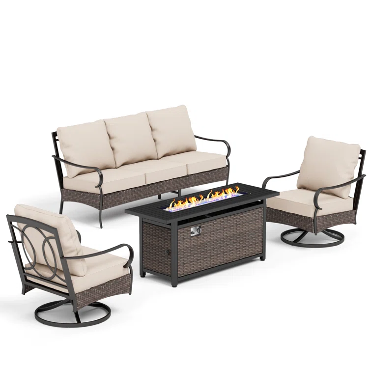 Tapasi 5-7 Person Patio Conversation Set with Swiveling Lounge Chairs