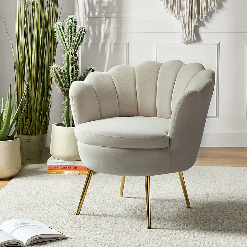 Evelia Velvet Scalloped Barrel Chair