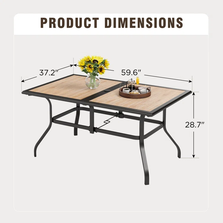 Alyah 6 - Person Rectangular Outdoor Dining Set with Cushions