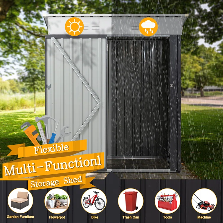 5 ft. W x 3 ft. D Metal Traditional Storage Shed