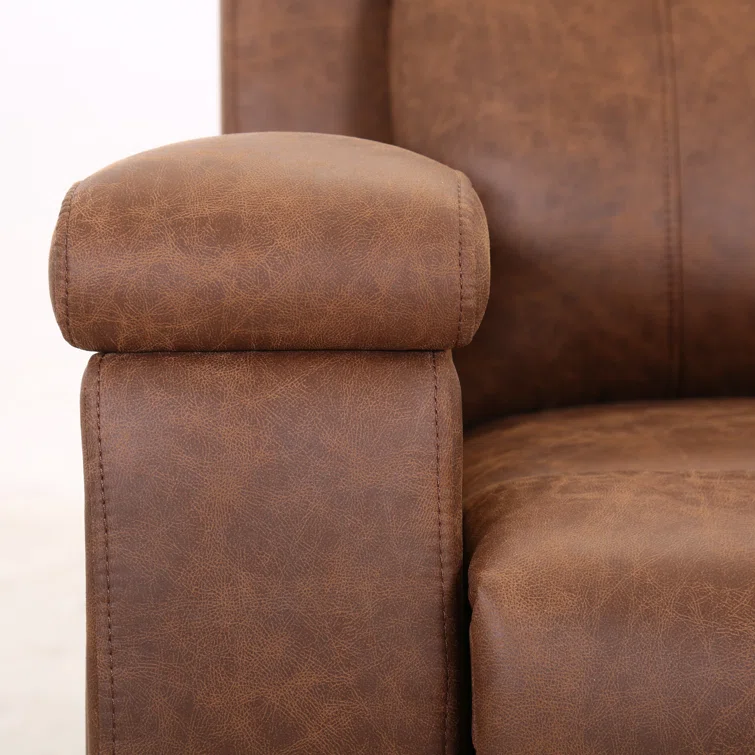 Maroske 79'' Top Leather Square Arms Reclining Sofa with Hidden Cupholder<!-- --> <!-- -->(Set of 2)