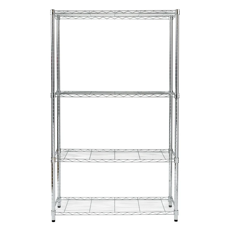 4-Tier Steel Height-Adjustable Shelving Unit (60" H x 36" W x 14" D)