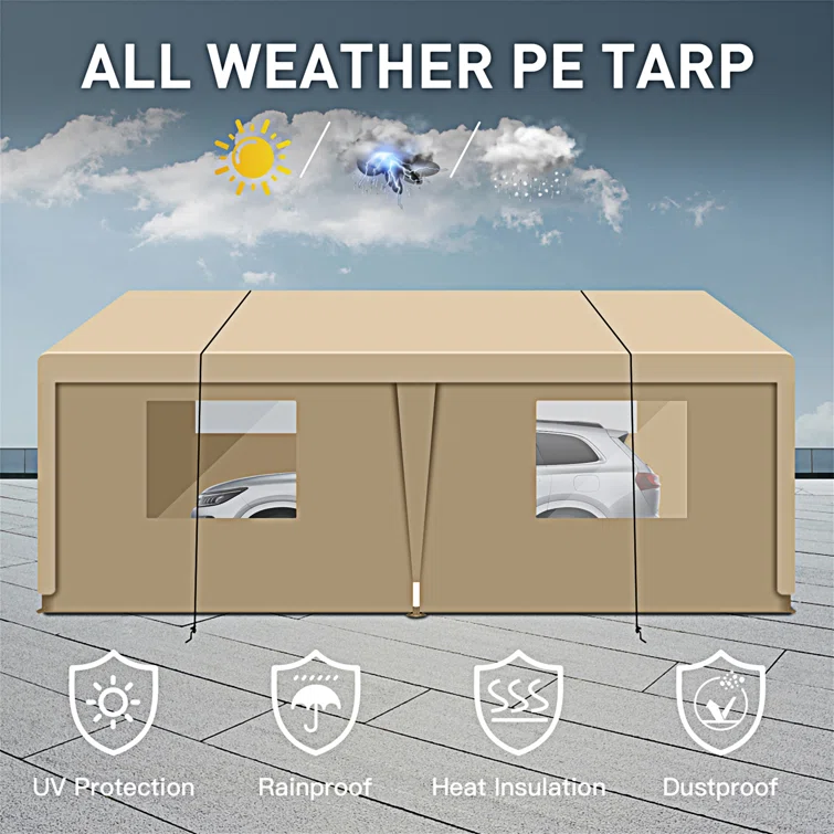 Carport, Heavy Duty Portable Carport Garage Tent For Outdoor Storage Shelter