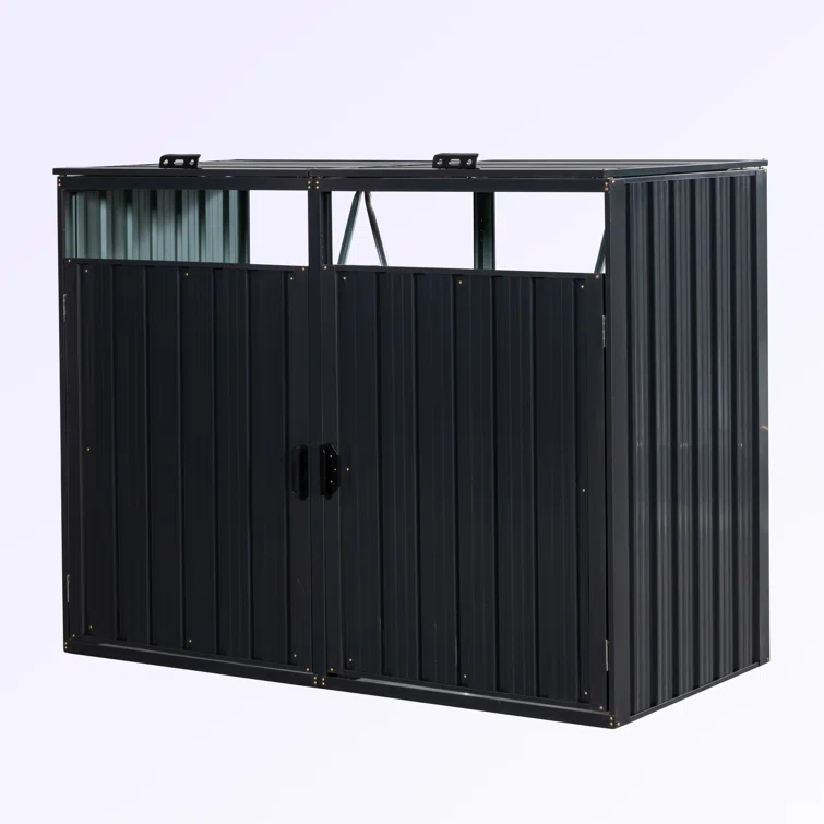 5 ft. W x 3 ft. D Metal Horizontal Garbage Shed