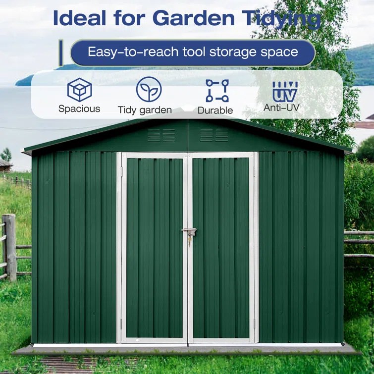8 ft. W x 10 ft. D Metal Corner Tool Shed