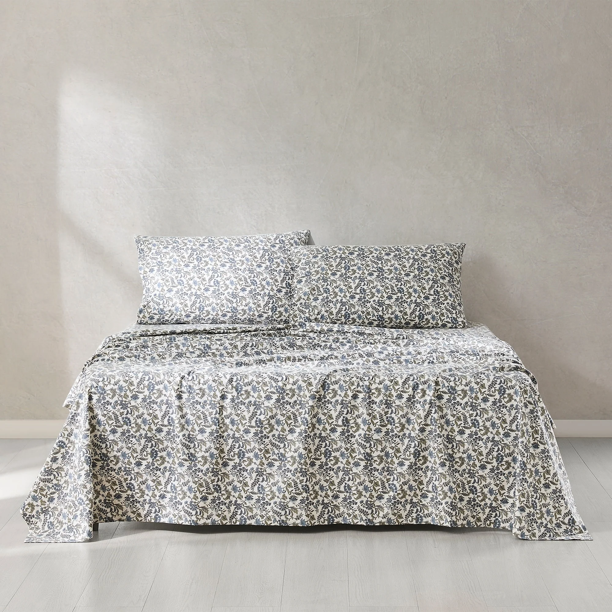 Lush Decor Lillian Block Print Blue Cotton Sheet Set
