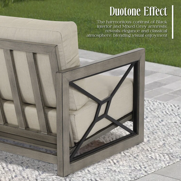 5 Person Aluminum Patio Conversation Seating Group With Sunbrella Cushions