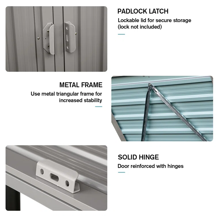 Outdoor Trash Can Storage, Storage Shed For 2 Trash Cans And Tools,Waterproof Garbage Bin Shed