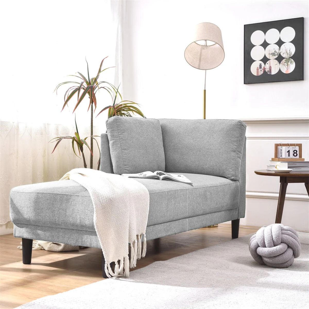 Modern Linen Fabric Corner Lounge Chair by Harper&Bright Designs
