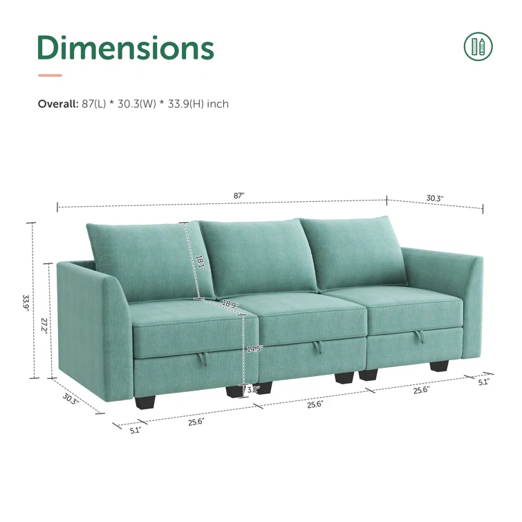 87.01'' Upholstered Sofa