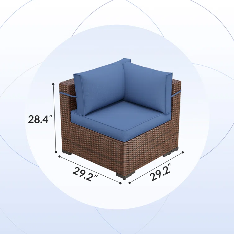 Mecayla 7 Piece Rattan Sectional Seating Group with Cushions