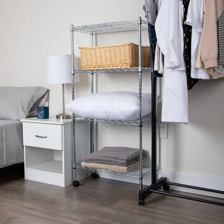 23.25'' W Metal Height -Adjustable Shelving Unit with Wheels