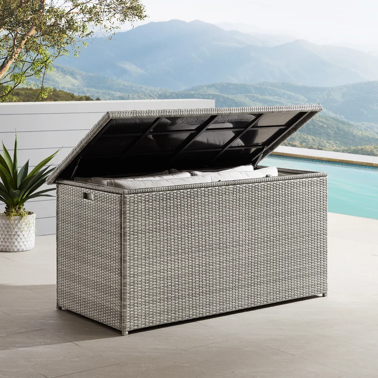 Azie Ladbrooke 196 Gallon Water Resistant Wicker / Rattan Outdoor Deck Box with Inner Aluminum Frame