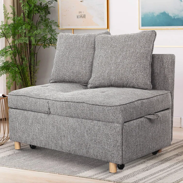 4-in-1 Convertible Sleeper Sofa - Modern Loveseat, Couch, Chaise Lounge, Guest Bed for Small Spaces