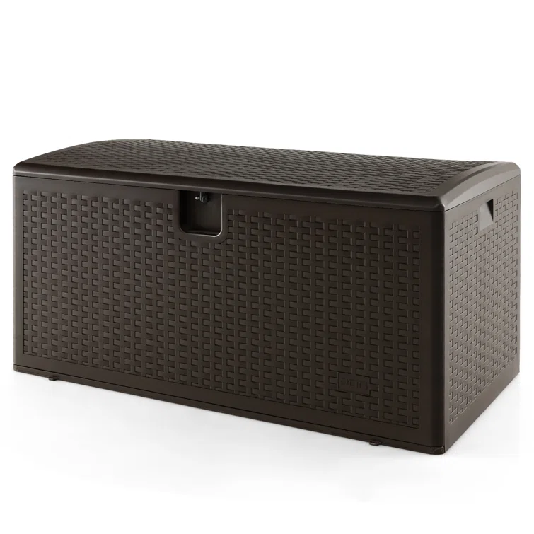 Costway 50'' W 120 Gallons Water Resistant Plastic Lockable Deck Box in Brown