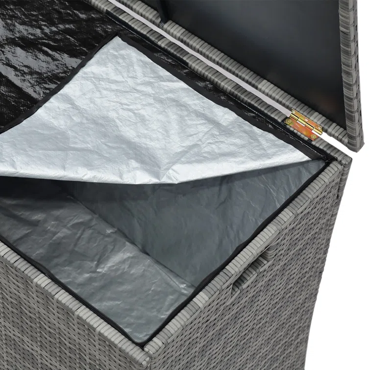 Teamson 55'' W 154 Gallons Water Resistant Wicker Deck Box in Gray