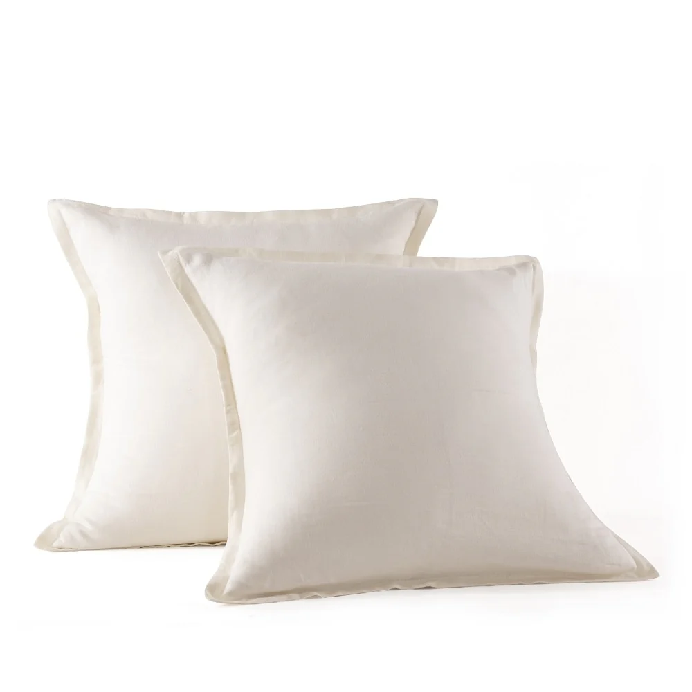 WHOLINENS Stone Washed French Linen European Pillow Shams 2 Pcs 26x26 Inches