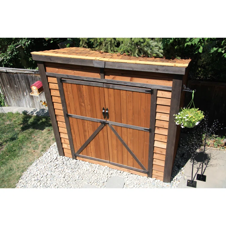8 ft. W x 4 ft. D Double Door Cedar Wood Storage Shed