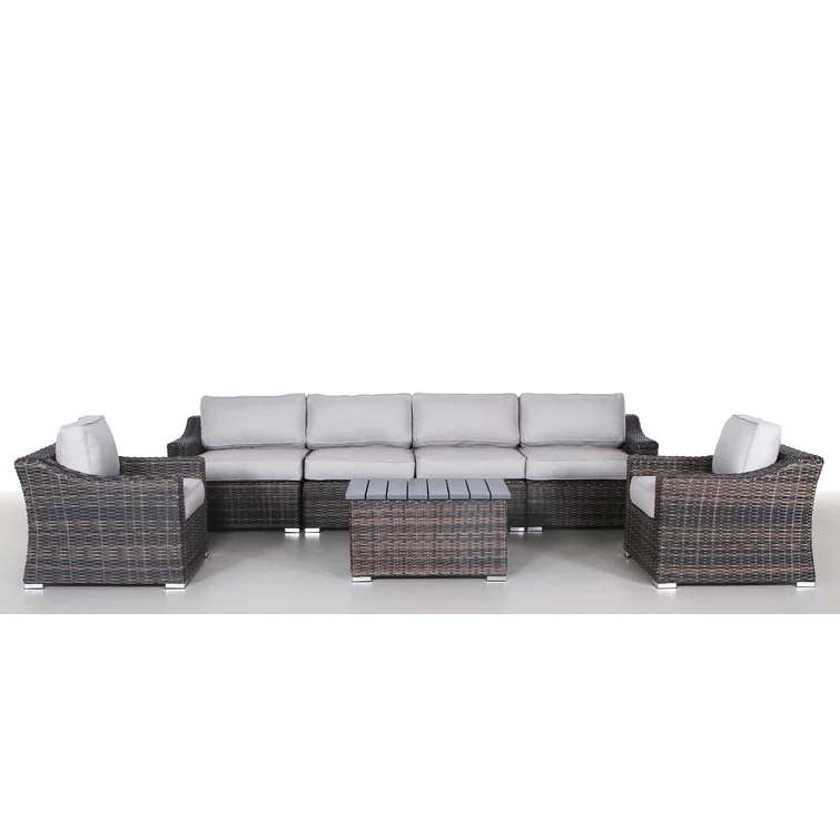 Dayse Fully Assembled 6 - Person Seating Group with Cushions |All-weather wicker sectional