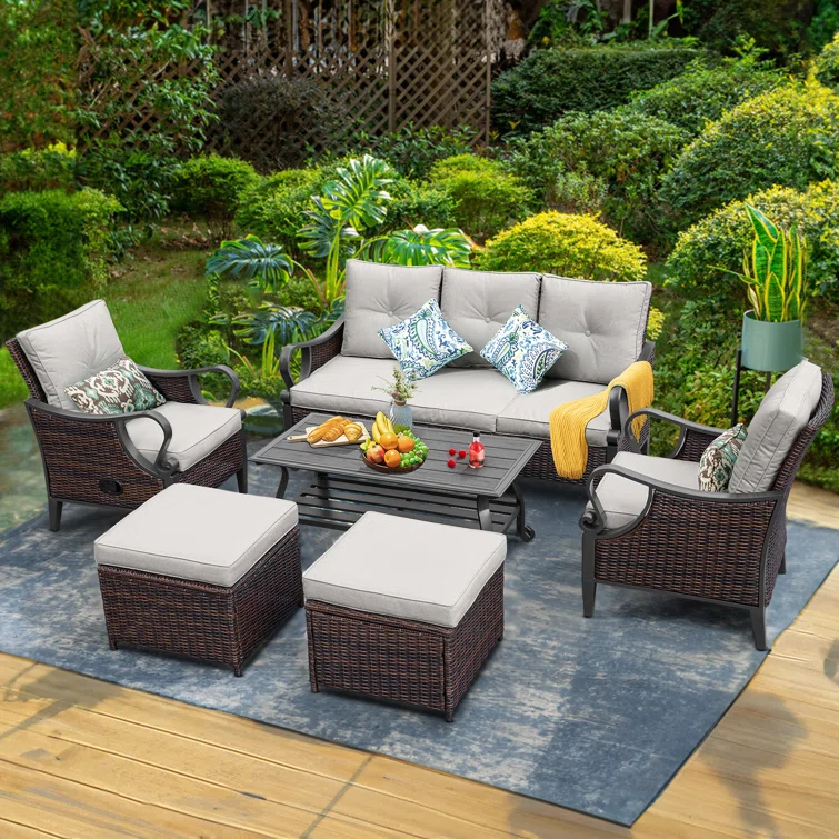 Ranaye 7 Person Wicker Outdoor Patio Sectional