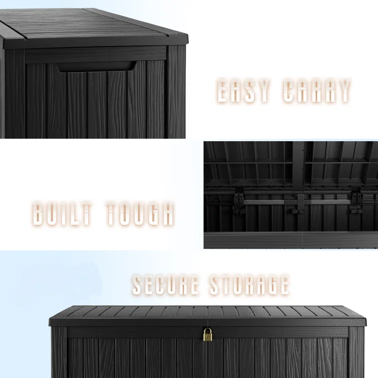 WORACO 28.39'' W 180 Gallons Water Resistant Resin Lockable Deck Box