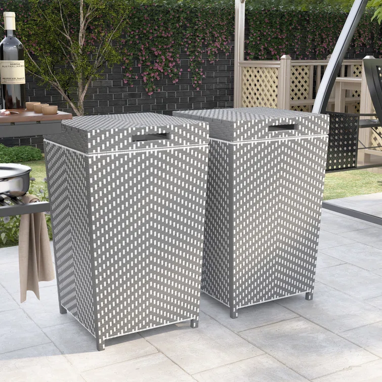 Enitial Lab 18.25'' W 35 Gallons Water Resistant Deck Box in Gray/White<!-- --> <!-- -->(Set of 2)