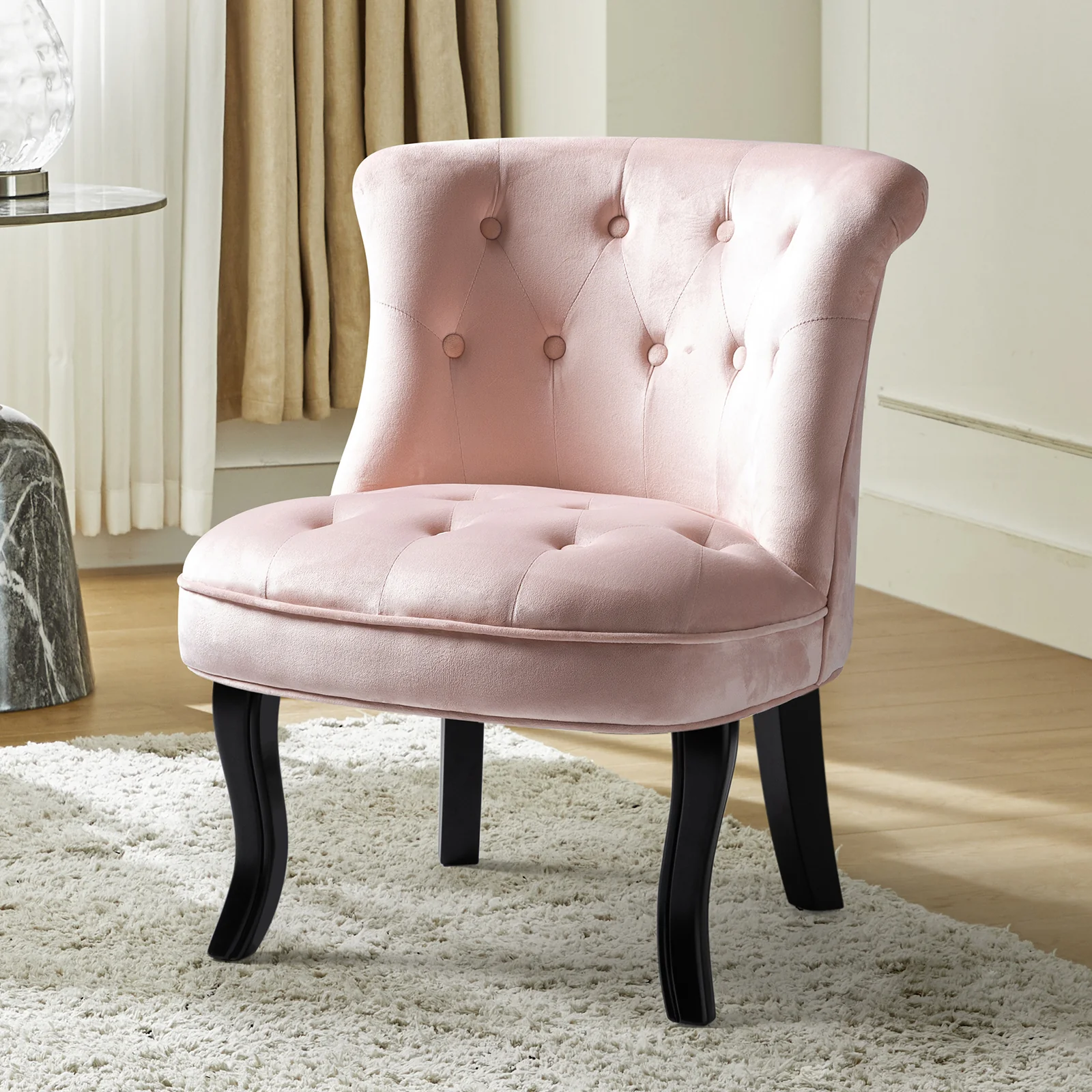 Elegantly Curved Jonnie Tufted Vanity Stool