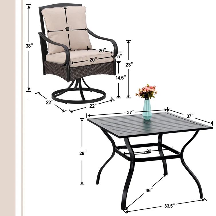 Nosson 4 - Person Square Outdoor Dining Set with Cushions