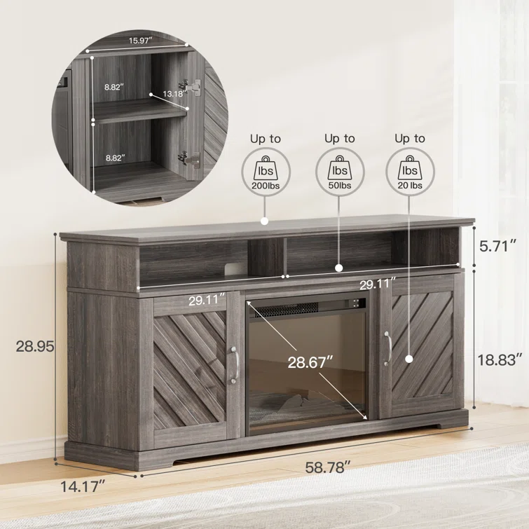 Aillie Farmhouse TV Stand For TVs Up To 70