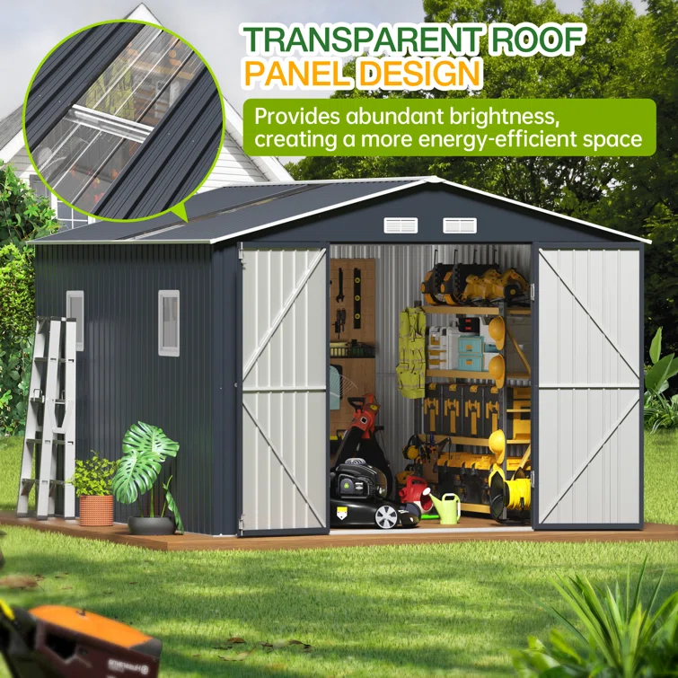 10 Ft. W X 12 Ft. D Outdoor Metal Storage Shed