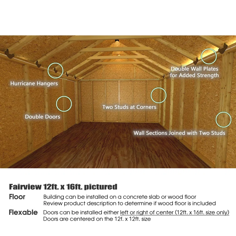 Fairview 12 ft. W x 12 ft. D Solid Wood Storage Shed
