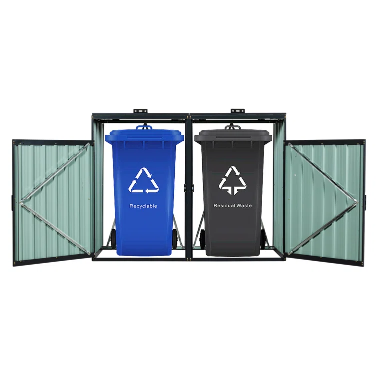 5 ft. W x 3 ft. D Metal Garbage Shed