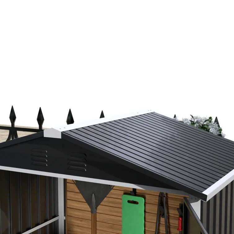 4 ft. W x 3 ft. D Galvanized Steel Tool Shed, Black Outdoor Metal Shed With Lockable Handles