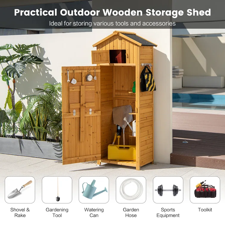 6 ft. W x 2 ft. D Solid Wood Vertical Tool Shed