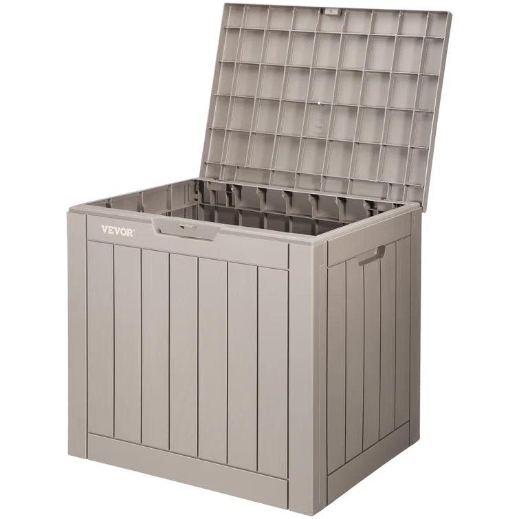 VEVOR 22.1'' W 31 Gallons Water Resistant Polypropylene Lockable Deck Box in Brown