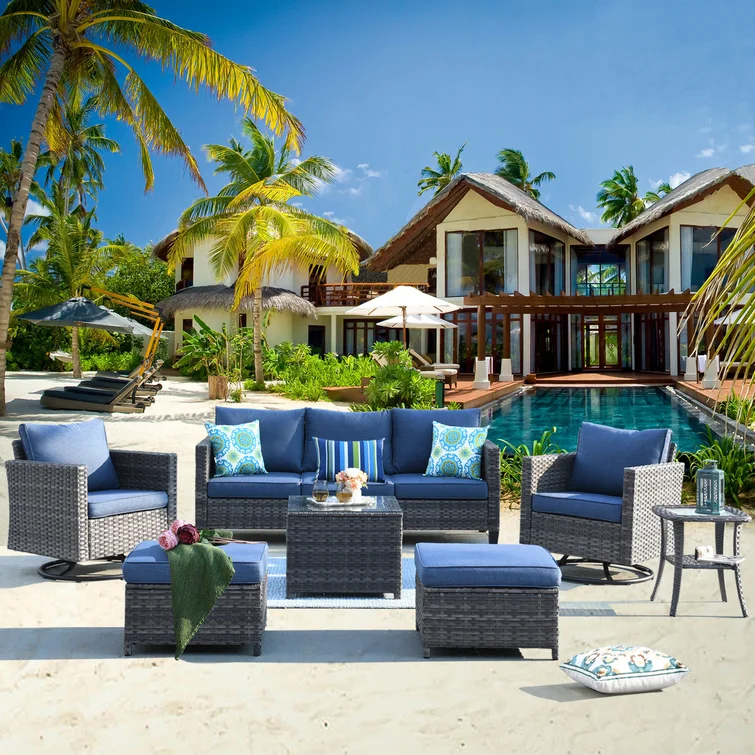 Ben 5 - Person Outdoor Seating Group with Cushions<!-- --> <!-- -->(Set of 7)