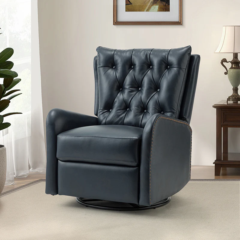 Francisco Genuine Leather Manual Swivel Recliner