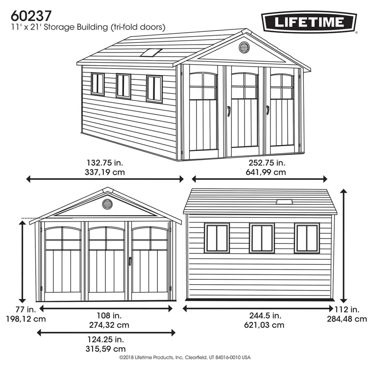 11 Ft. x 21 Ft. High-Density Polyethylene (Plastic) Steel Reinforced Outdoor Storage Shed