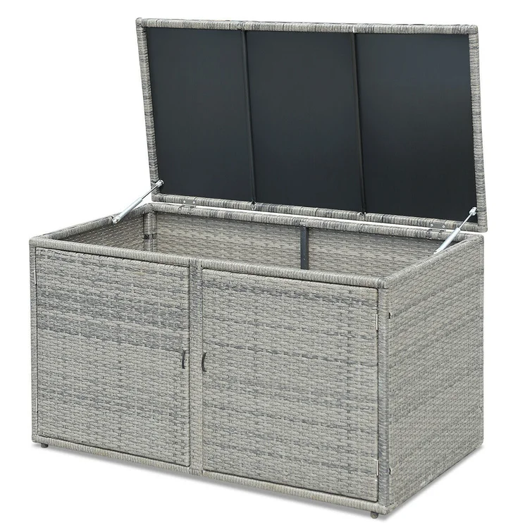 FORCLOVER 45'' W 88 Gallons Wicker Deck Box in Gray