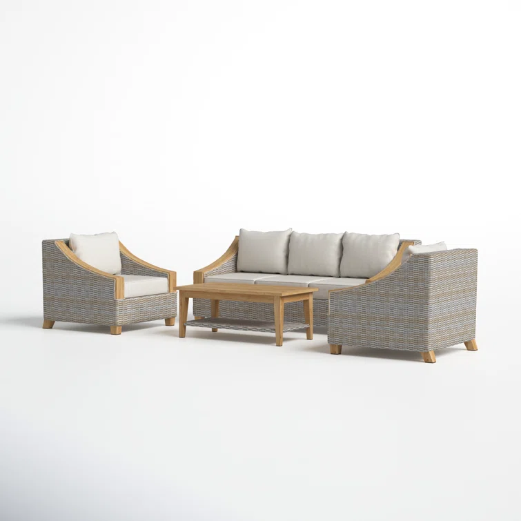 Carlton 4 Piece Rattan Sofa Seating Group with Sunbrella Cushions