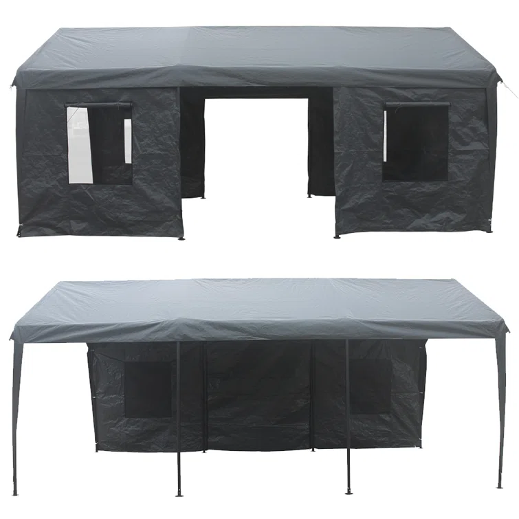 12x20 ft Heavy Duty Metal Carport w/Roll-up Vent Windows&Sidewalls Canopy Garage Boat Shelter
