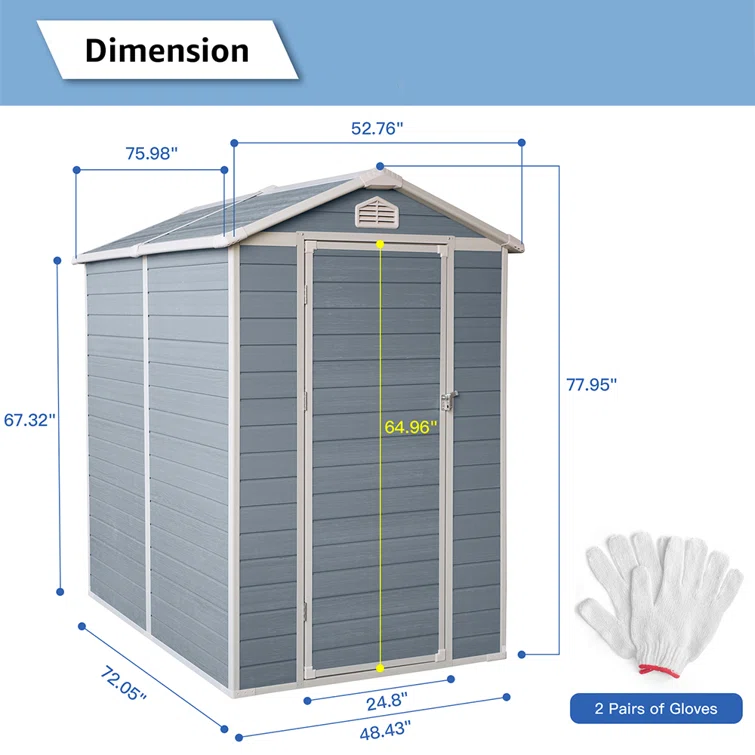 6 ft. W x 4 ft. D Plastic Tool Shed