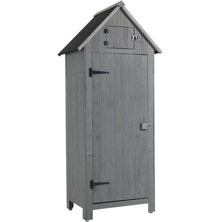 30.3”L X 21.3”W X 70.5”H  Natural Outdoor Storage Cabinet Tool Shed