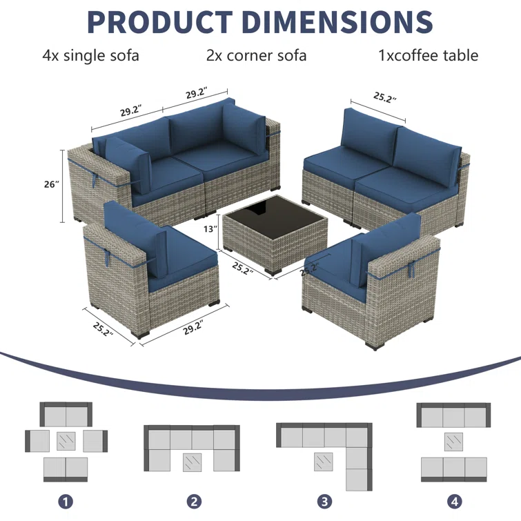 Cawanna 6 - Person Outdoor Seating Group with Cushions