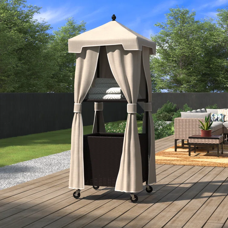 Mercury Row® 35.5'' W Water Resistant Towel Valet with Wheels in Dark Brown/Sand