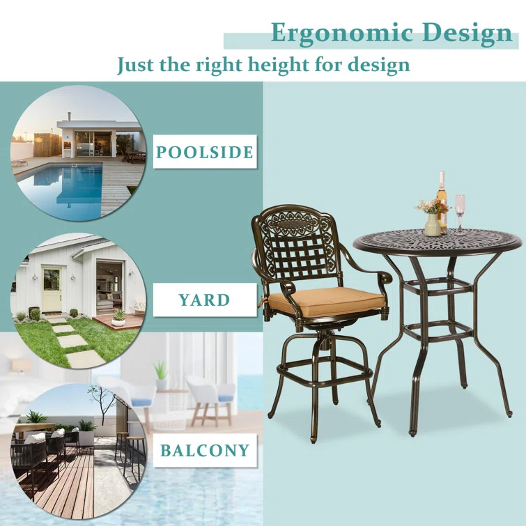 Aadila 2 - Person Round Outdoor Dining Set with Cushions