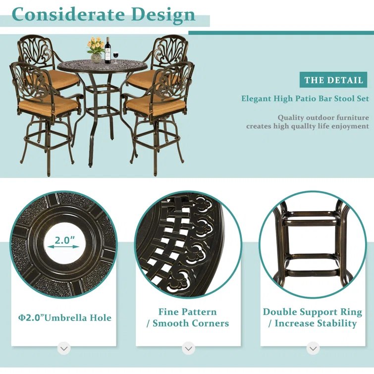 Aadhvik Round Outdoor Dining Set with Cushions